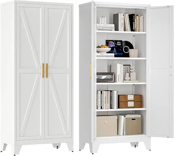 71'' Farmhouse Metal Storage Cabinet w/ Barn Door