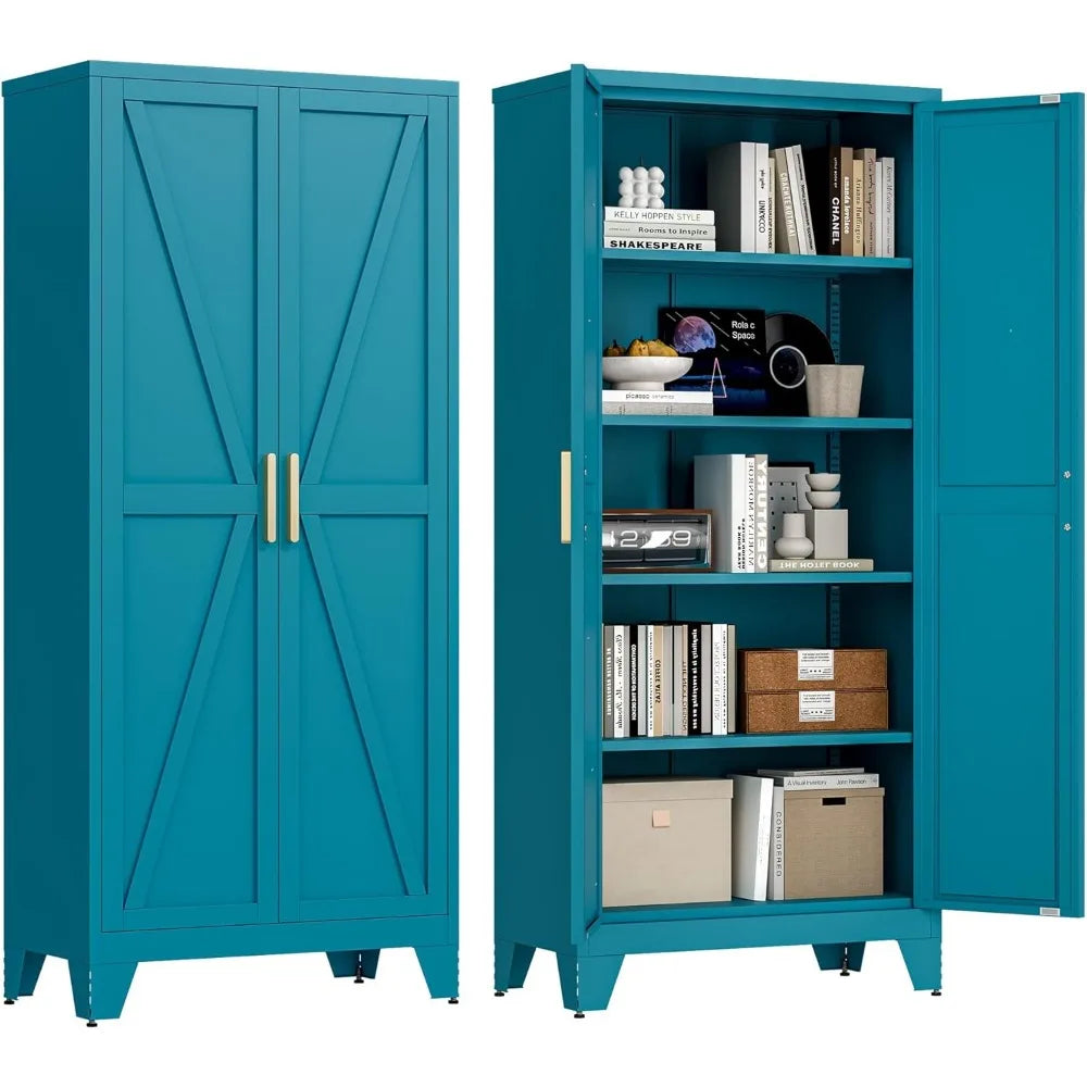 71'' Farmhouse Metal Storage Cabinet w/ Barn Door