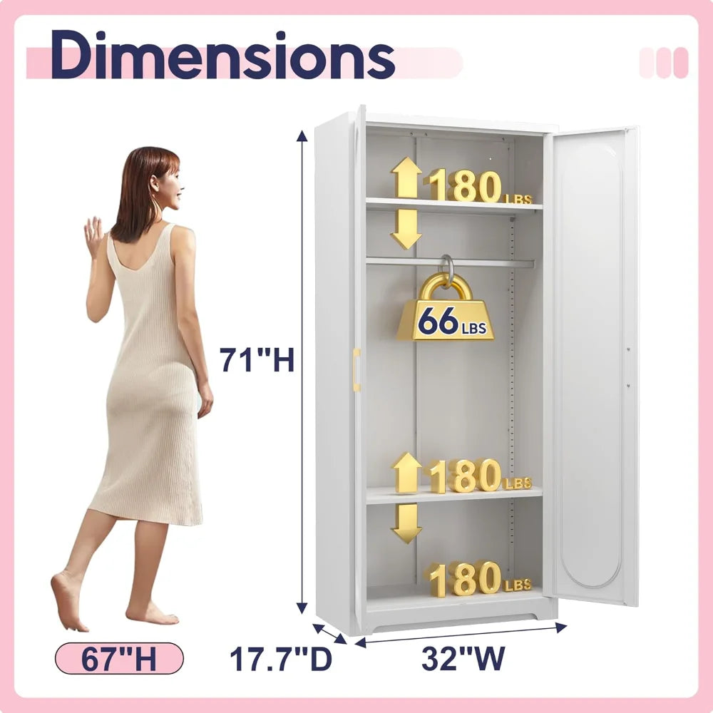Wardrobe Closet  with 2 Adjustable Shelves,