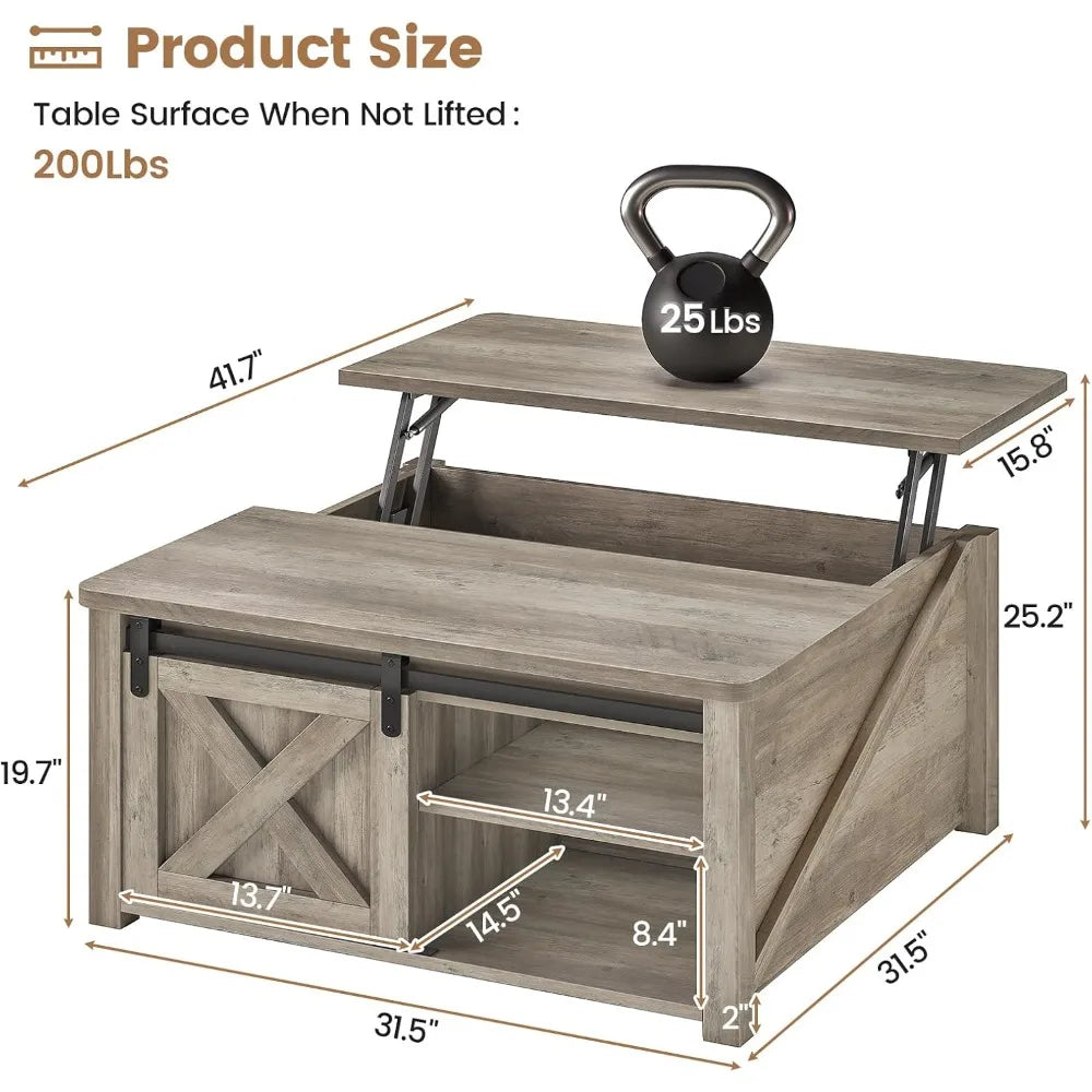 31.5" Lift Top Coffee Table with Storage