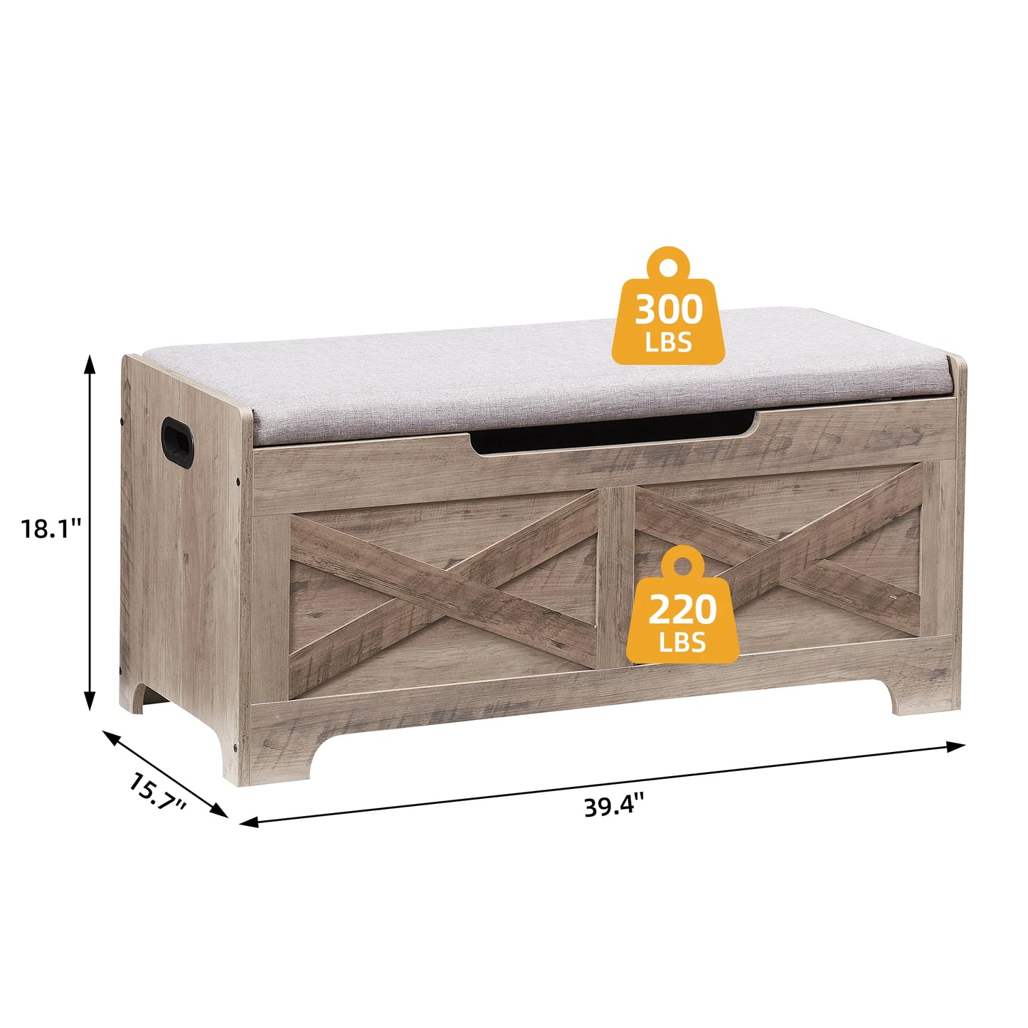 Storage Bench/Chest with 2 Safety Hinges