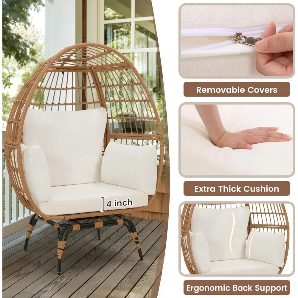 Oversized Swivel Rattan Egg Chair