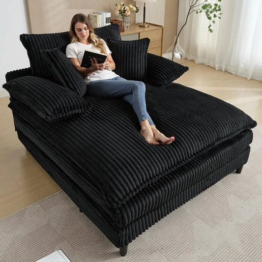 Oversized Chaise Lounge Chair Indoor, with 3 Pillows