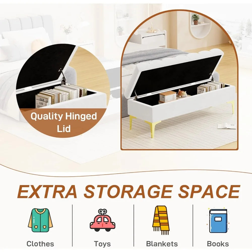 51.5" Upholstered End of Bed Storage Bench