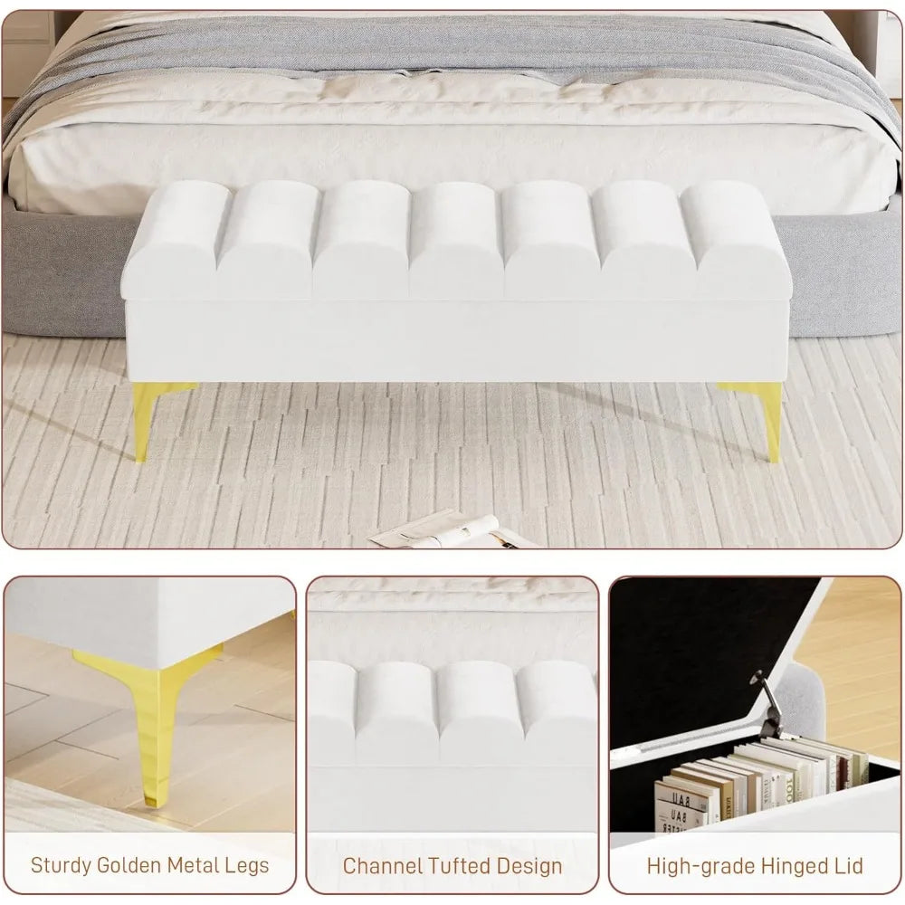 51.5" Upholstered End of Bed Storage Bench