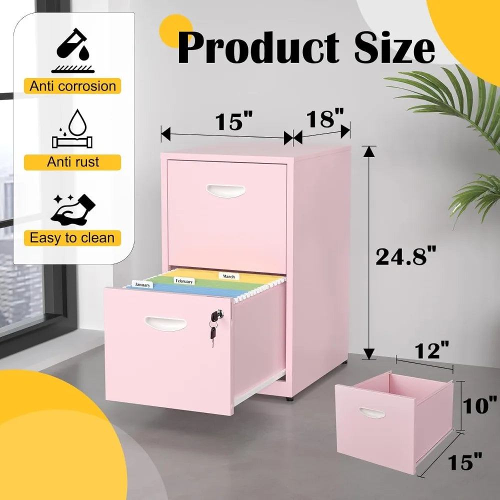 2 Drawer File Cabinet with Lock