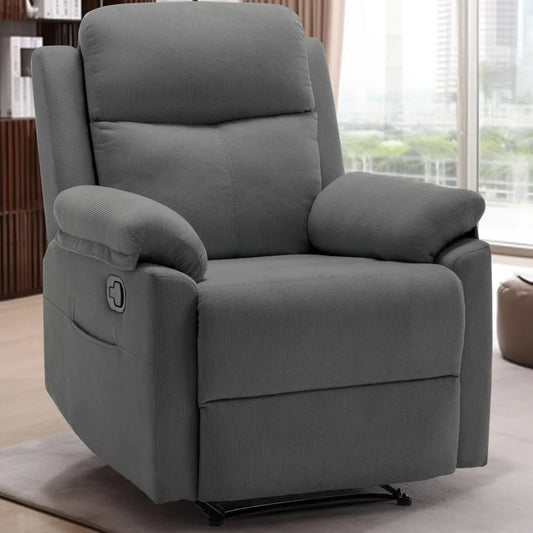 Upholstered Manual Recliner with Side Pockets