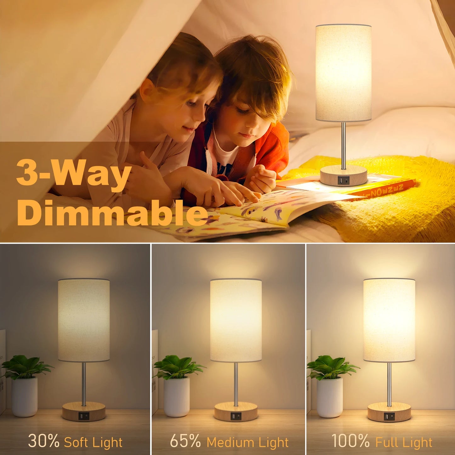 2 Pack 14" Table Lamp for Bedroom