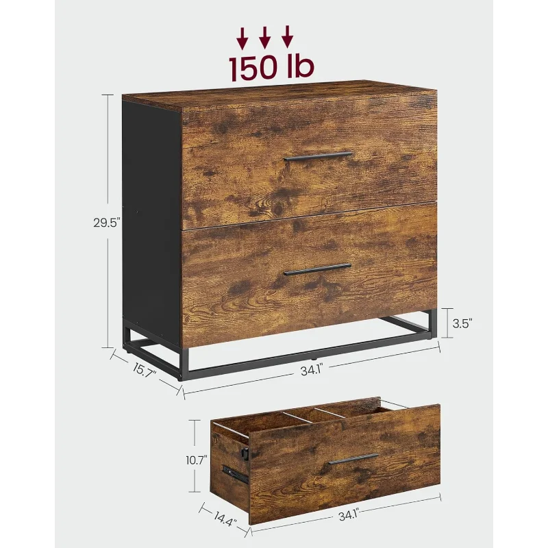 2-Drawer Filing Cabinet with Anti-tip Interlocking Mechanism