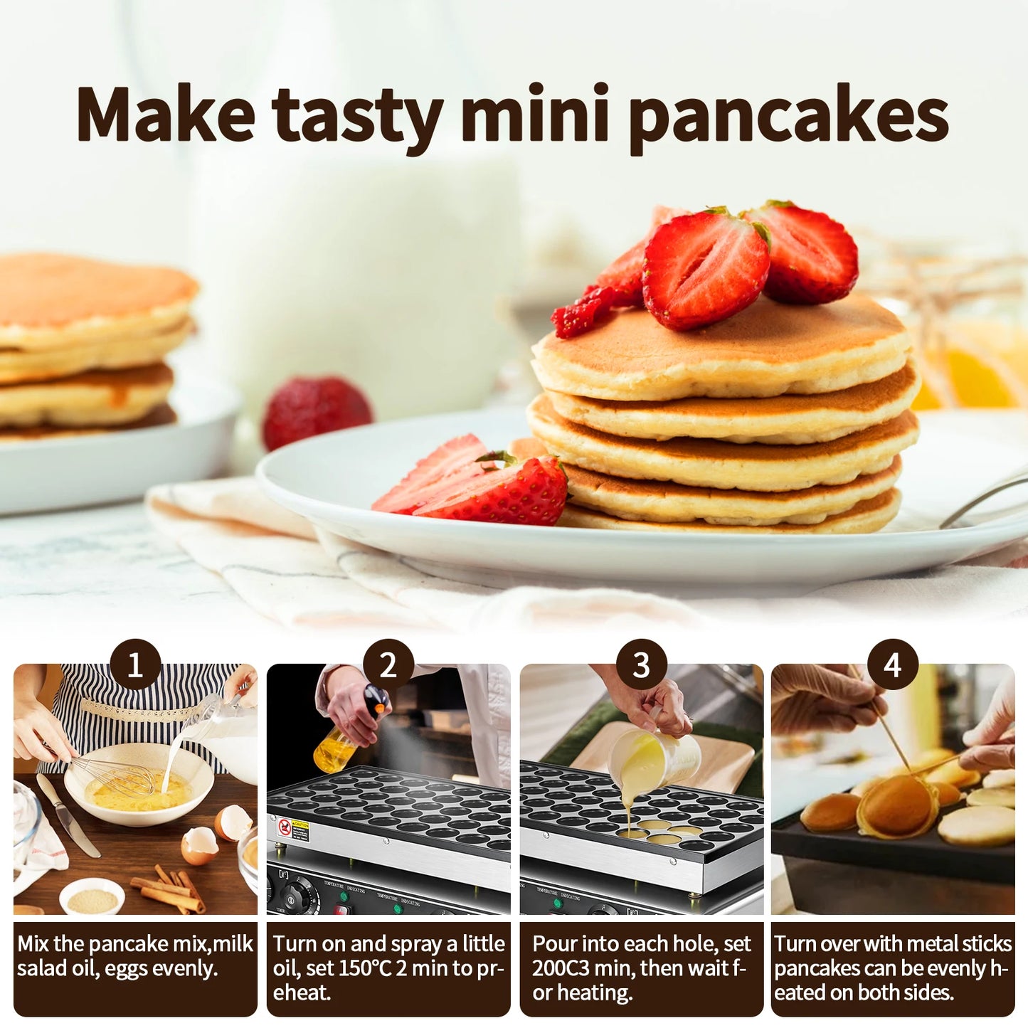 Waffle, Mini Dutch Round Pancake, Muffin Maker