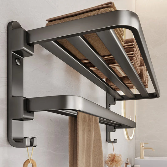 Upgrade and Thicken Grey Aluminum Towel Rack