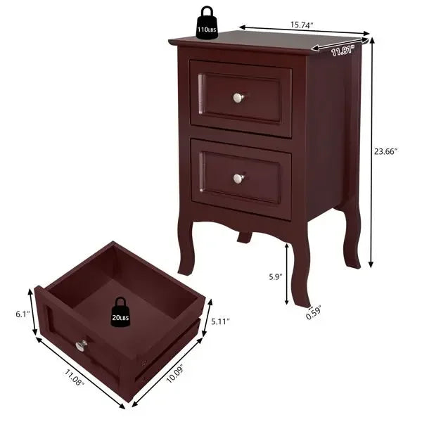 2pcs Country Style Two-Tier Night Tables