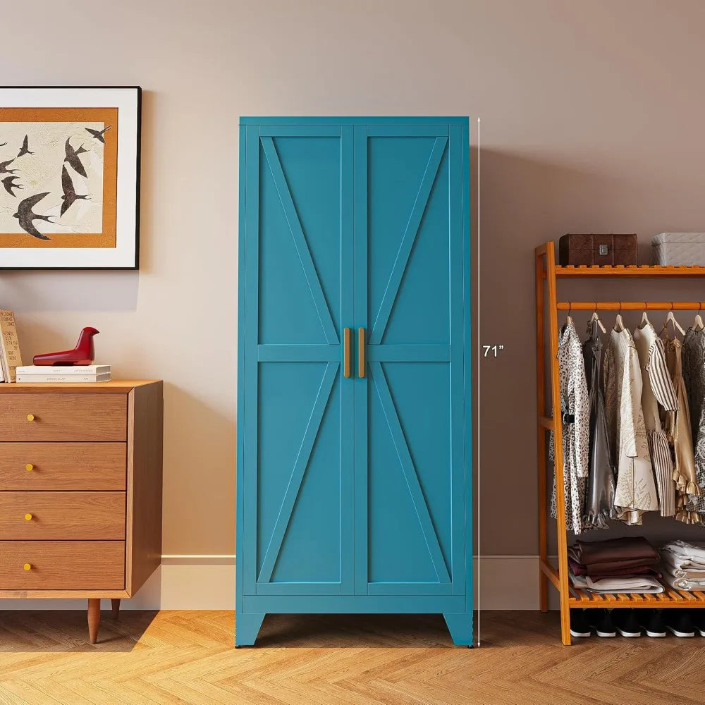 71'' Farmhouse Metal Storage Cabinet w/ Barn Door