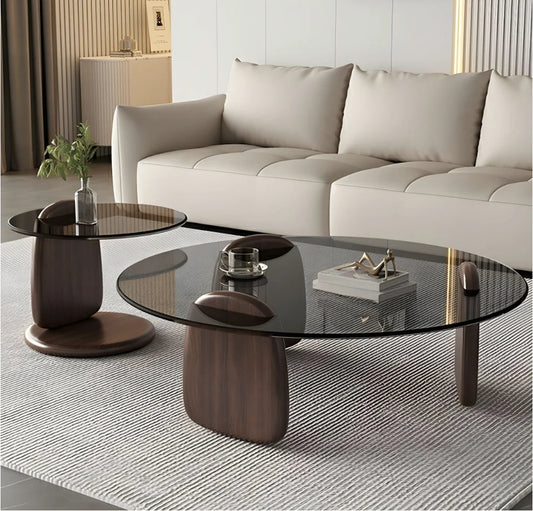 Glass Round Coffee Nesting Table Set/2