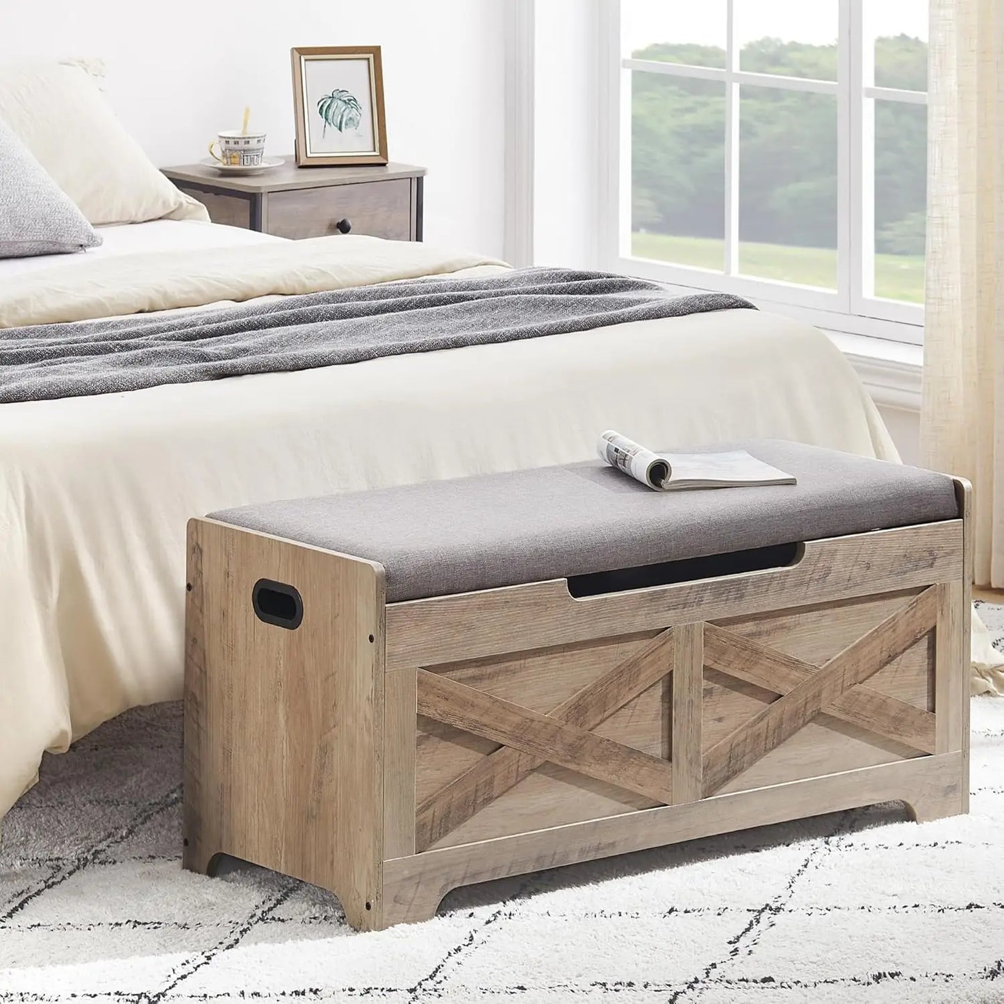 Storage Bench/Chest with 2 Safety Hinges