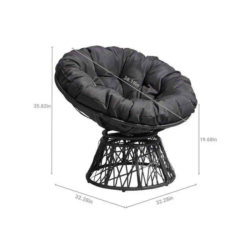 38-Inch Ergonomic Swivel Wicker Papasan Chair