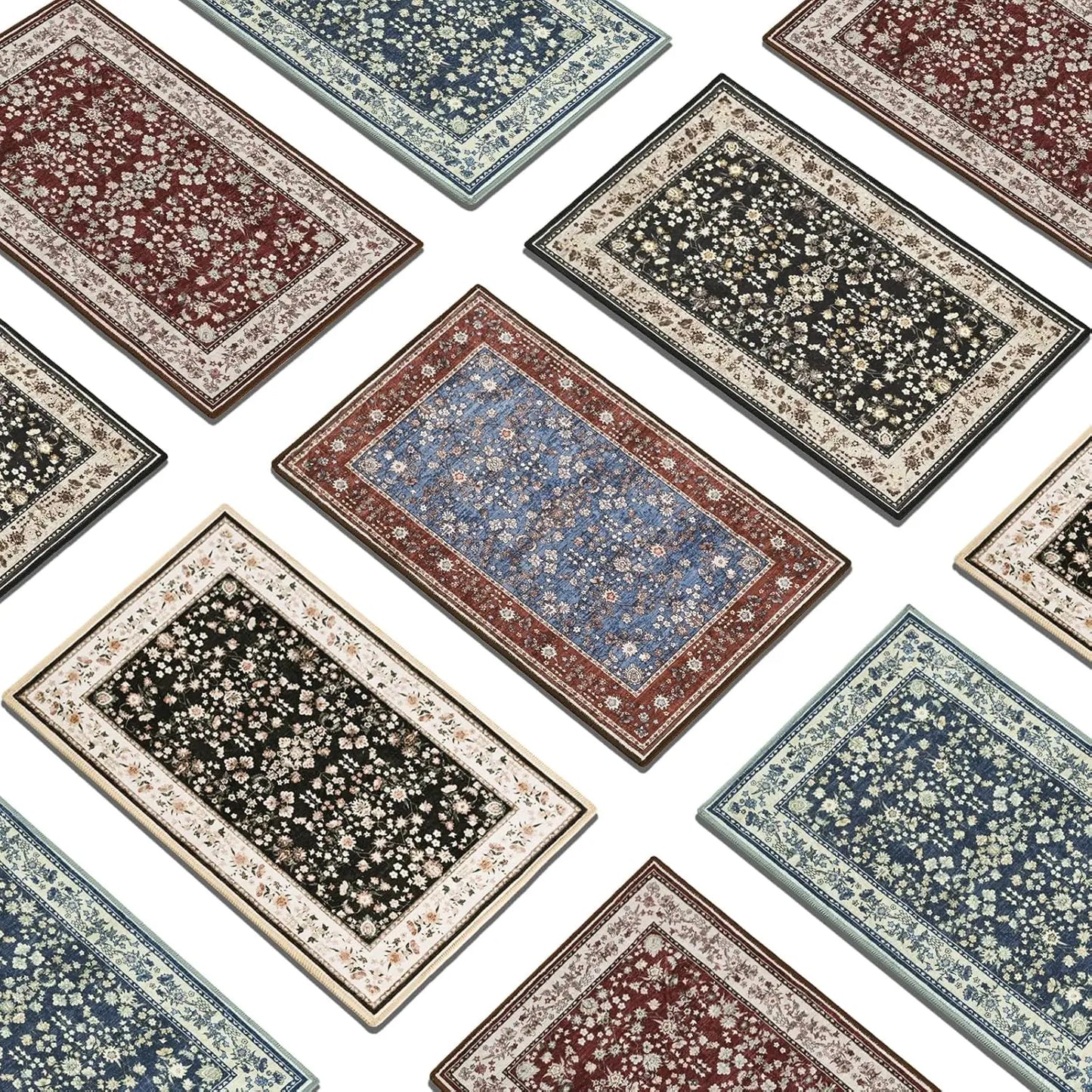 Washable Rugs for Living Room Floral Print