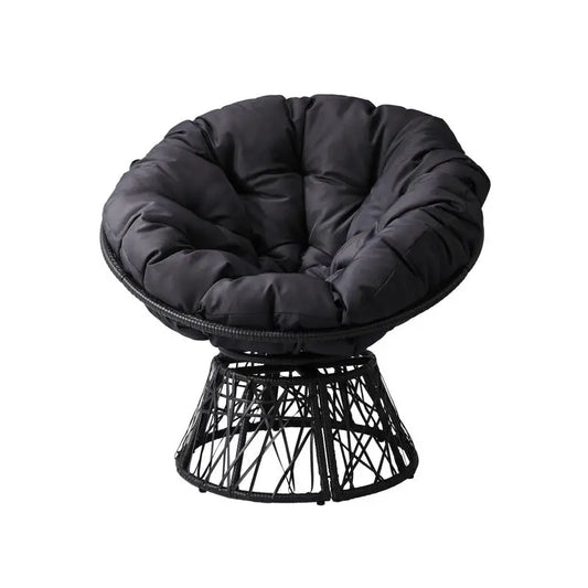38-Inch Ergonomic Swivel Wicker Papasan Chair
