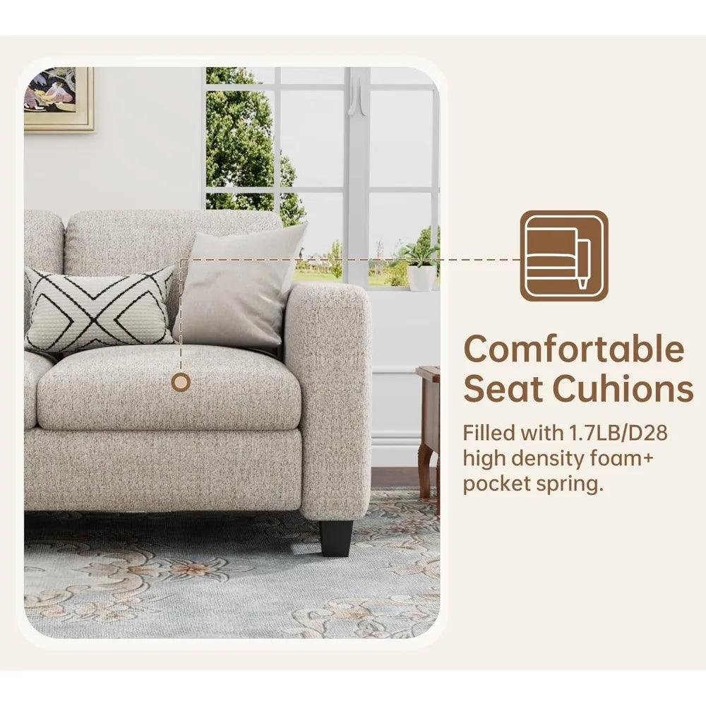 78" L Shaped Couch with Storage Ottoman