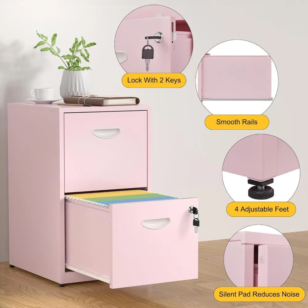 2 Drawer File Cabinet with Lock