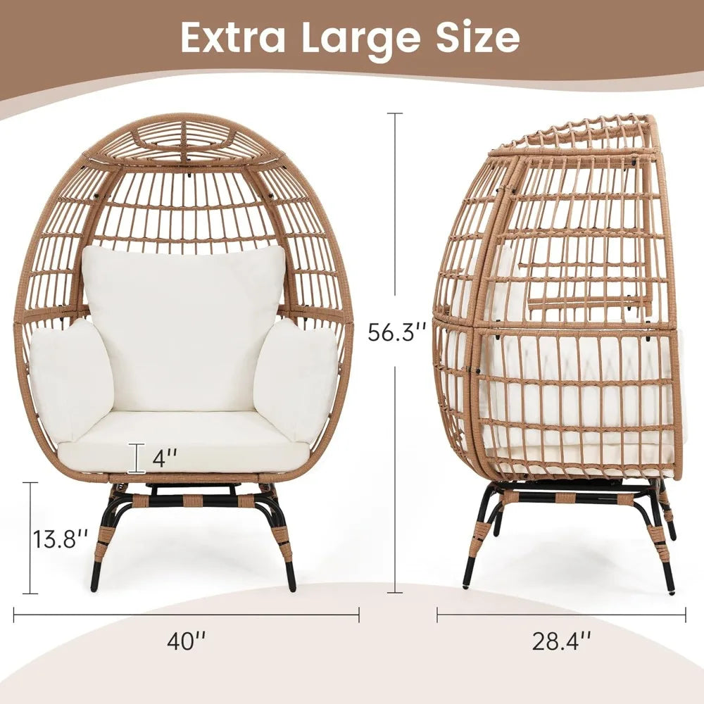 Oversized Swivel Rattan Egg Chair