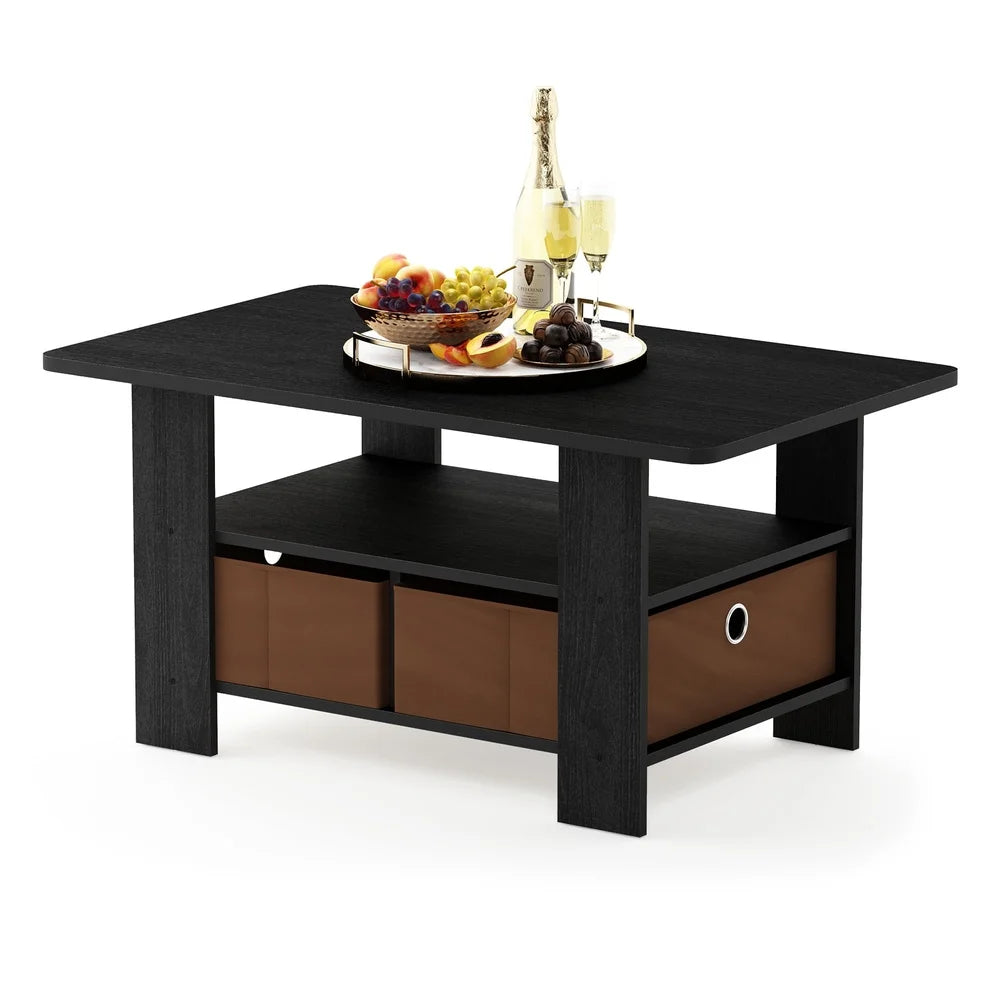Modern Coffee Table with Storage Bins