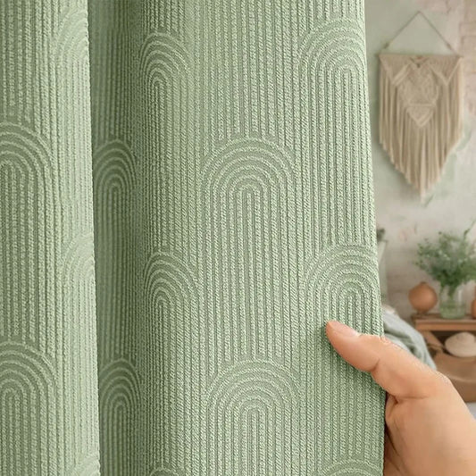 Linen Blend Fabric Cotton Shower Curtain