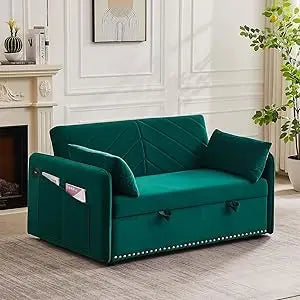 Sleeper Sofa Bed w/USB Port, Upholstered Velvet
