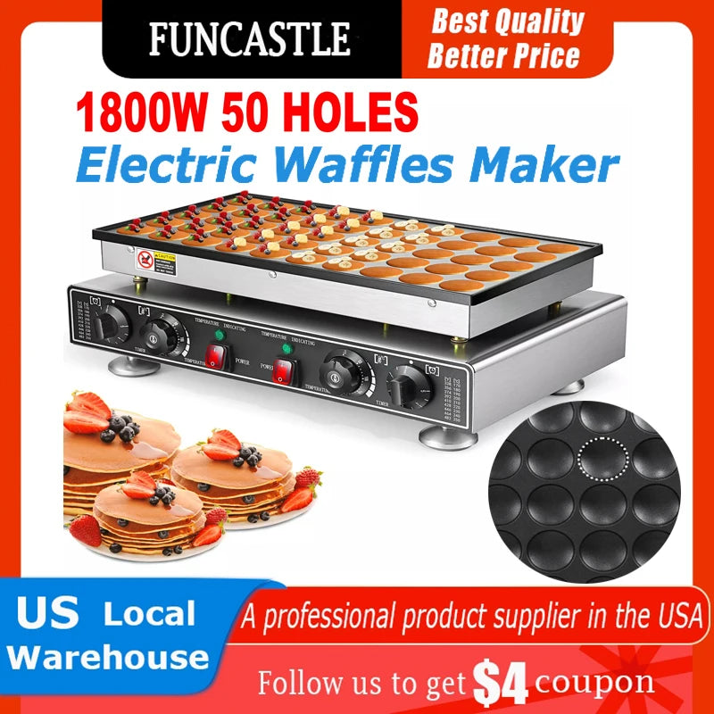 Waffle, Mini Dutch Round Pancake, Muffin Maker
