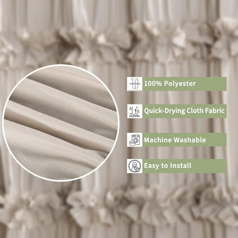 Ruffle Shower Curtain, Vintage Handcrafted Bow Tie