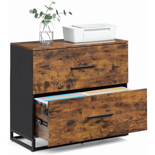 2-Drawer Filing Cabinet with Anti-tip Interlocking Mechanism