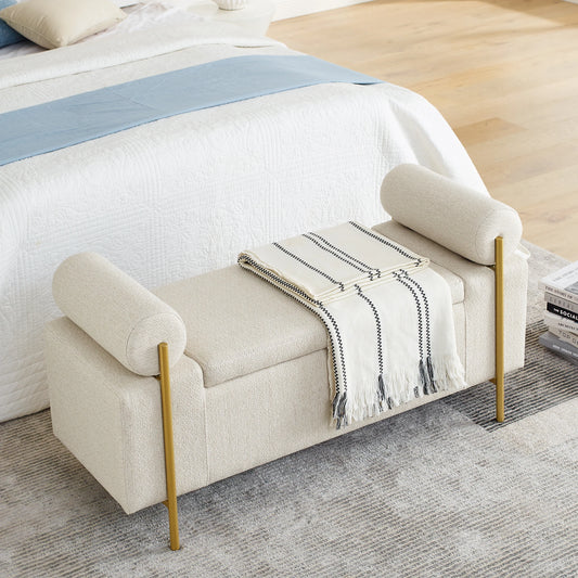 Elegant Upholstered Linen Storage Bench