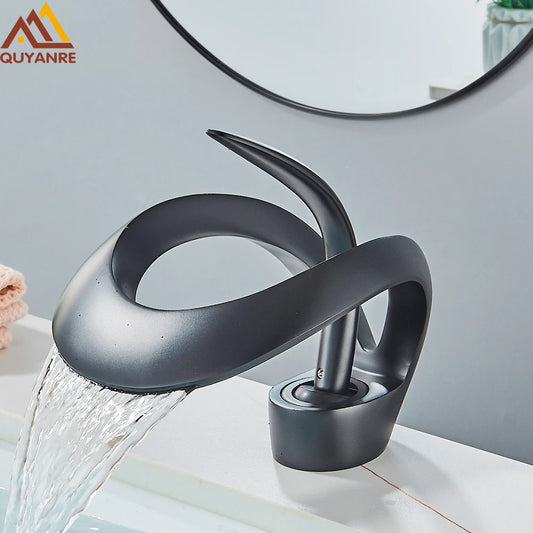 Solid Brass Waterfall Basin Faucet Single Handle