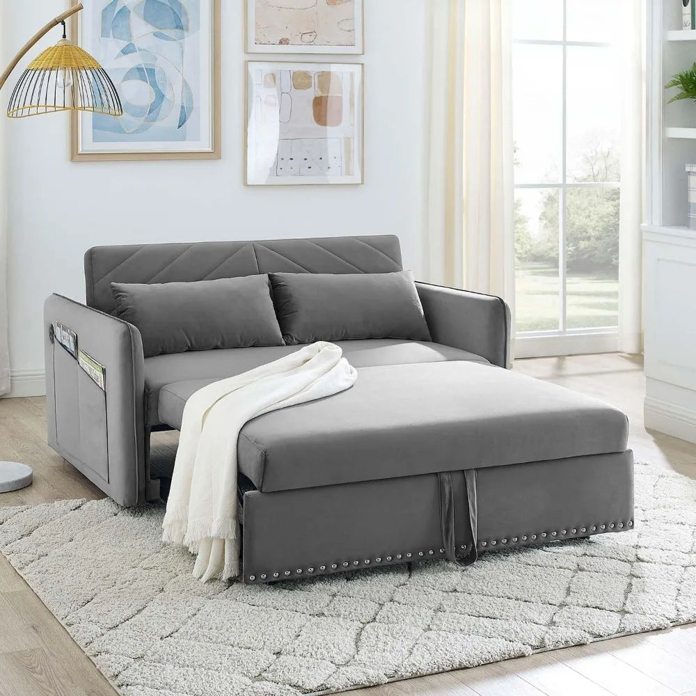 Sleeper Sofa Bed w/USB Port, Upholstered Velvet