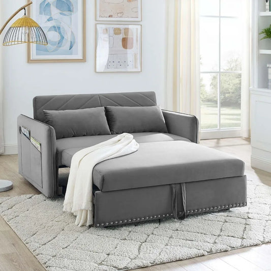 Sleeper Sofa Bed w/USB Port, Upholstered Velvet
