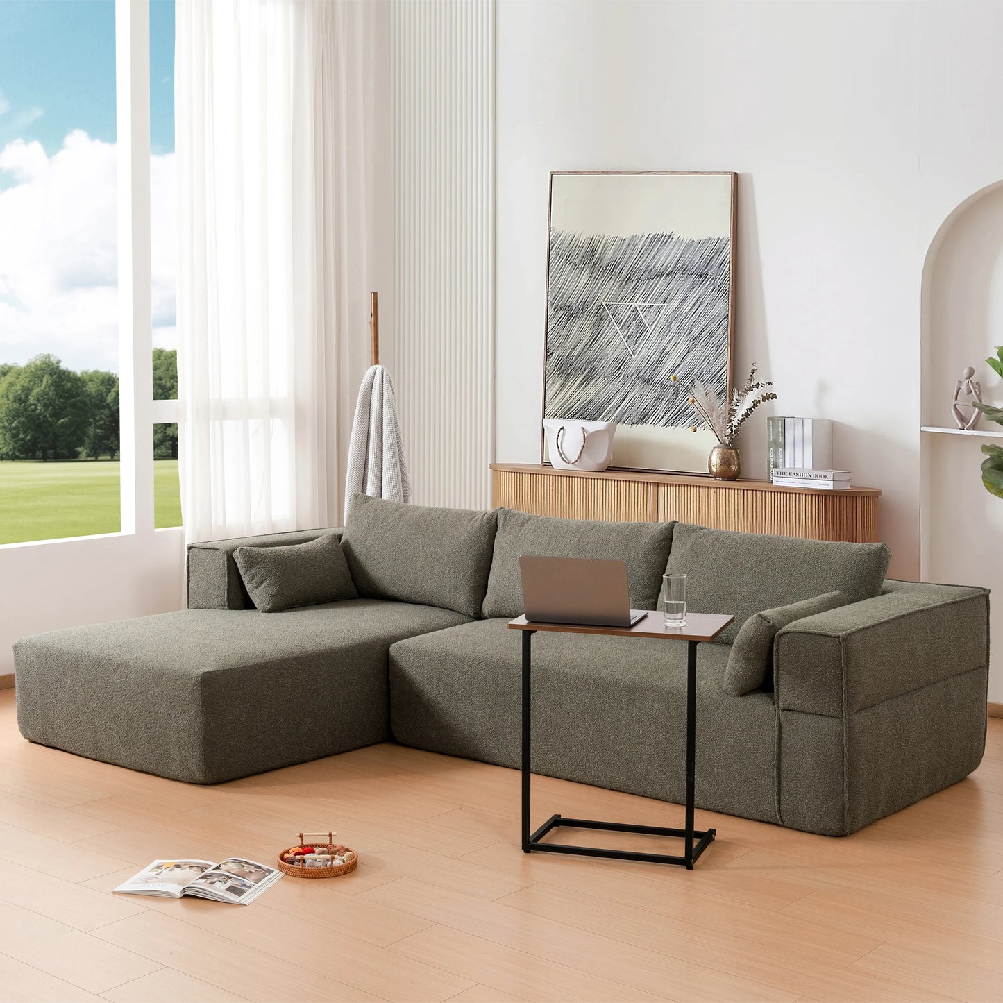 Modular Sectional Sofa with Free Side Table