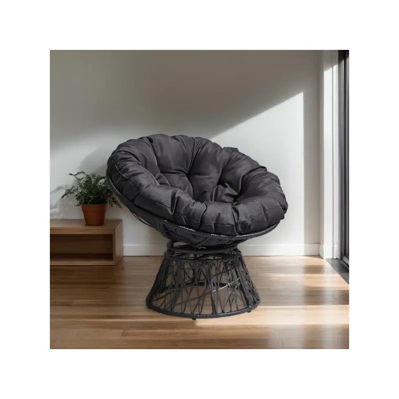 38-Inch Ergonomic Swivel Wicker Papasan Chair