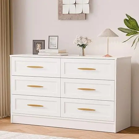 6 Drawer Wood Dresser for Bedroom