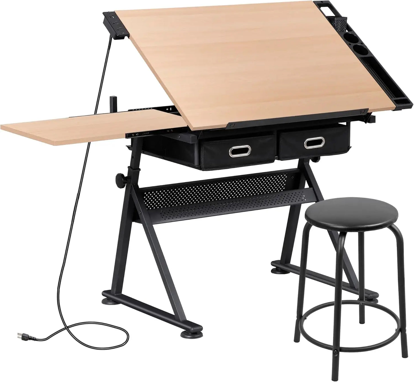 Adjustable Drafting Table with Stool, Drawing Desk