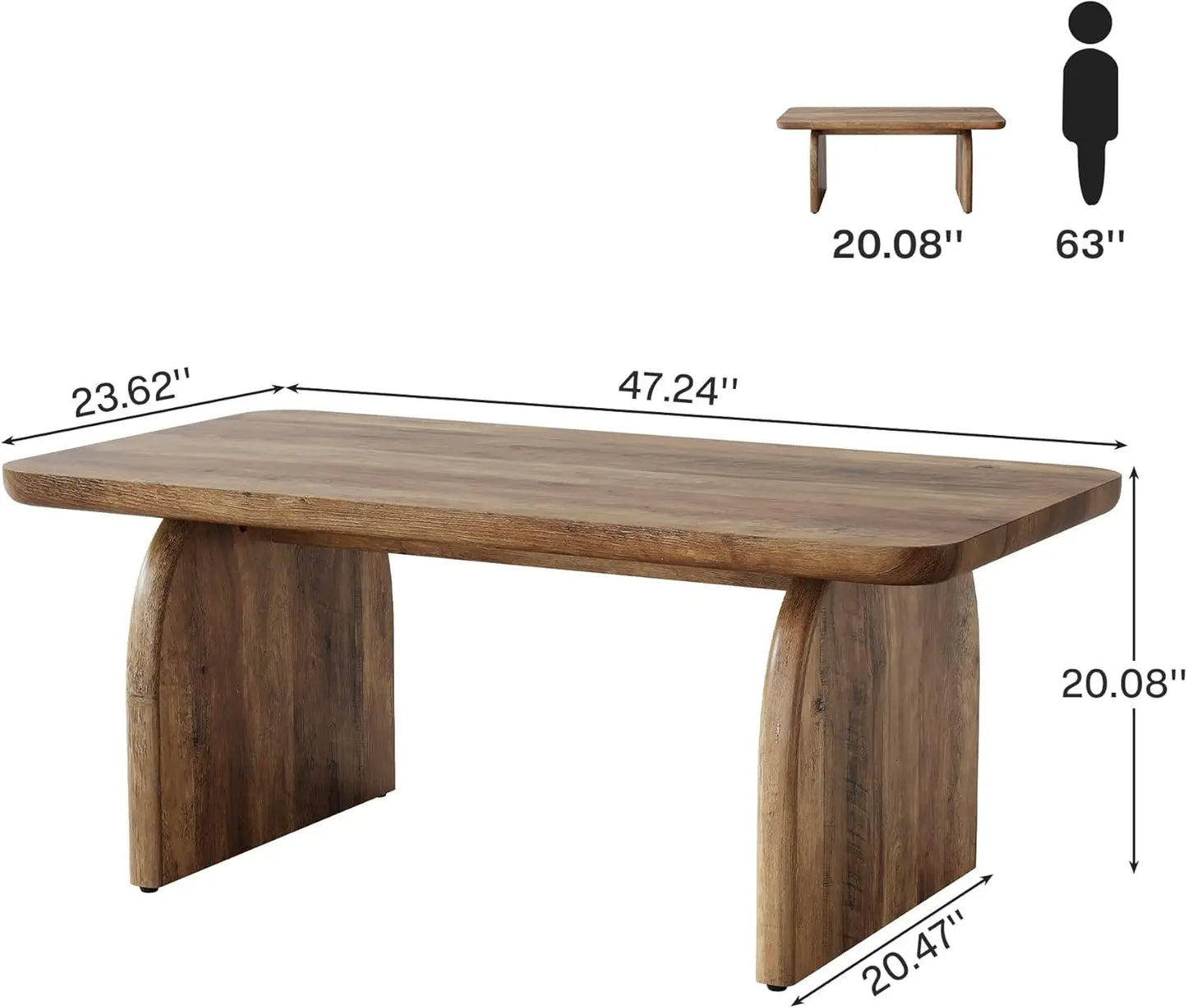47-Inch Wood Rectangular Living Room Table