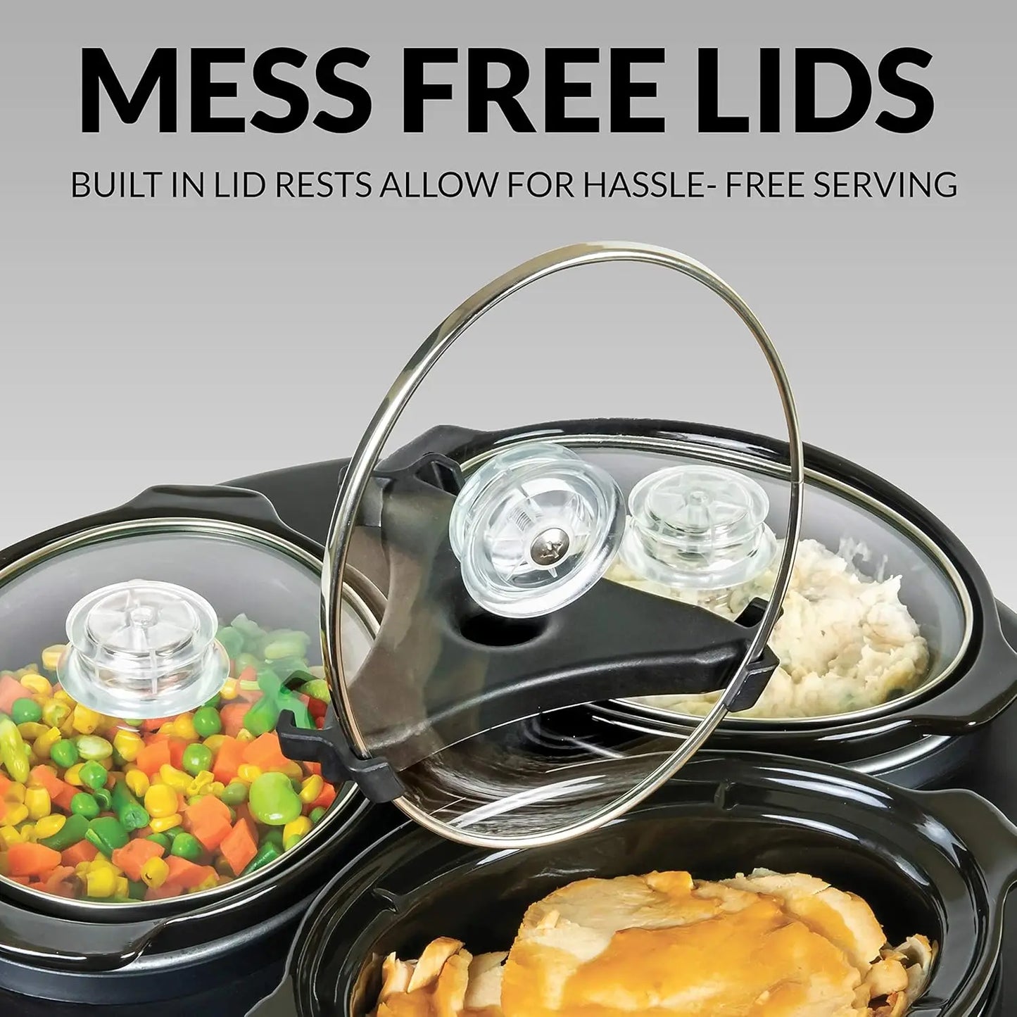 Triple Round Oval 1.5 Quart Cooker Buffet