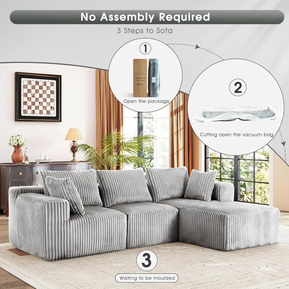 Cloud Sofa, Modular Sectional with L-Shape Chaise