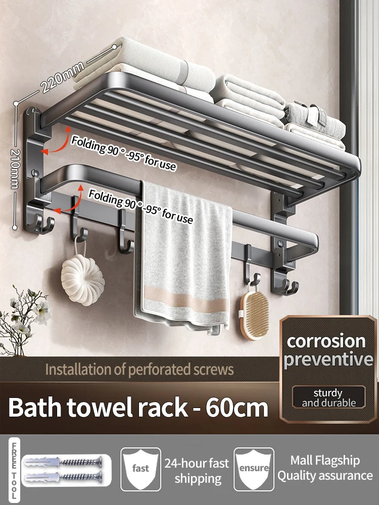Upgrade and Thicken Grey Aluminum Towel Rack