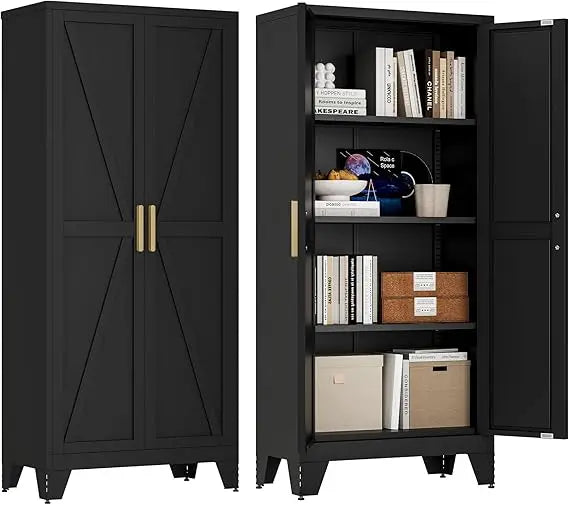 71'' Farmhouse Metal Storage Cabinet w/ Barn Door