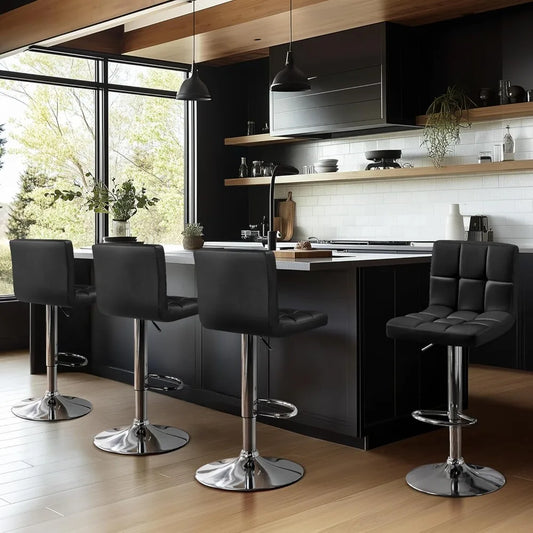 Leather Swivel Bar Stools Set of 4