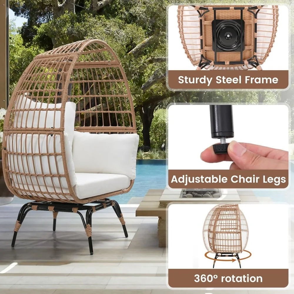Oversized Swivel Rattan Egg Chair