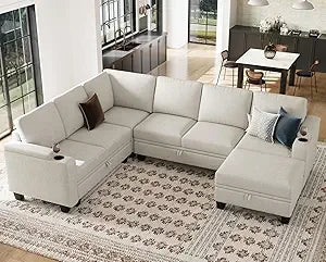 Chenille Modular Sectional Sofa with Storage Armrest