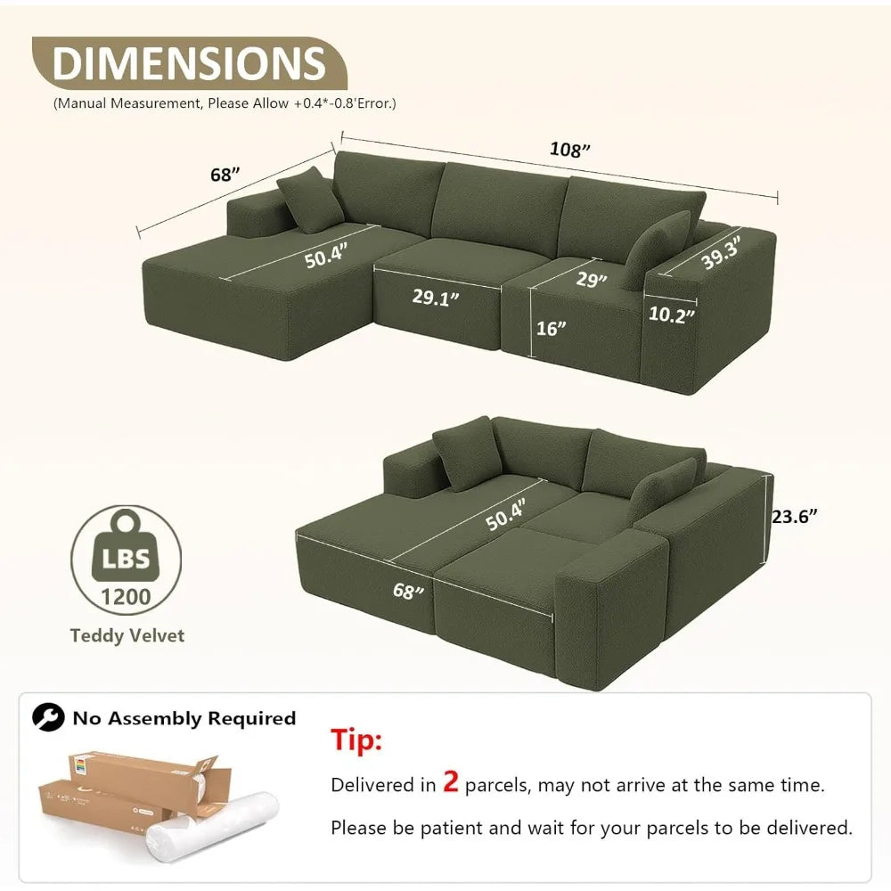 108″ L-Shape Modular Sectional with Chaise