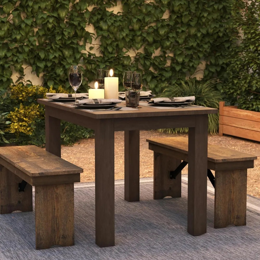Antique Rustic Solid Pine Farm Dining Table