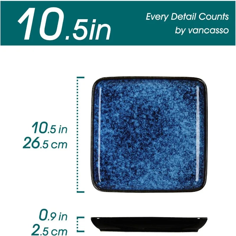 Stern Square Dinner Plates Set of 4